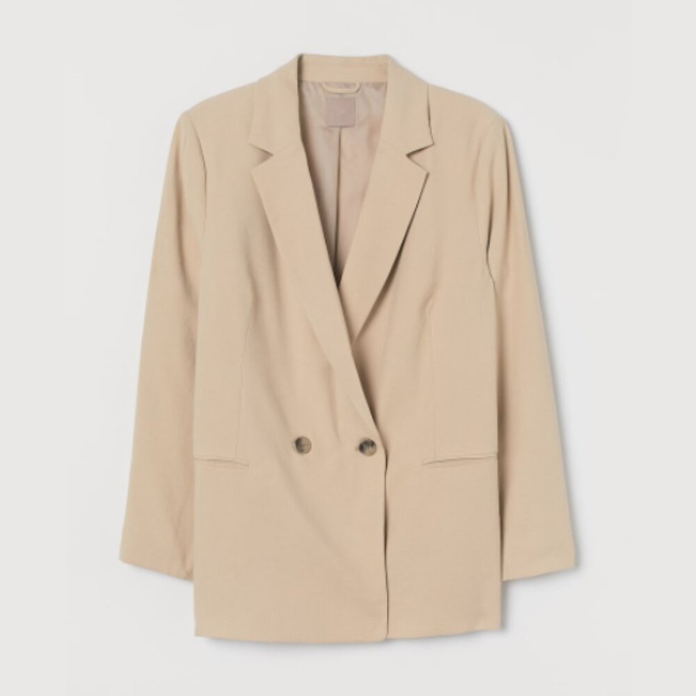 NWT H&M Women's Double Breasted Blazer Khaki Brown Size XXL